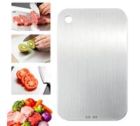 Planche à Découper Titane Antibacterienne Double Face en Planche Inox Antidérapante Titane de Qualité Alimentaire Antiadhésive, Titanium Cutting Chopping Board pour Viande Légumes Fruits (29x20 cm)