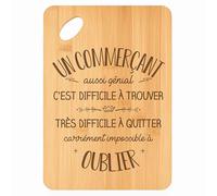 Planche à découper Un Commerçant aussi génial - Plateau Apéro en Bambou Cadeau Gravé Collègue Homme Métier Cuisine Barbecue