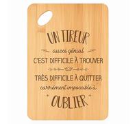 Planche à découper Un Tireur aussi génial - Plateau Apéro en Bambou Cadeau Gravé Collègue Homme Métier Cuisine Barbecue