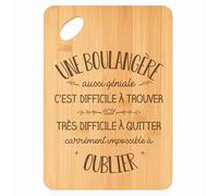 Planche à découper Une Boulangère aussi géniale - Plateau Apéro en Bambou Cadeau Gravé Collègue Femme Métier Cuisine Barbecue