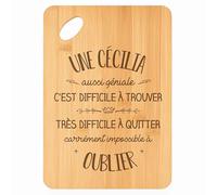 Planche à découper Une Cécilia aussi géniale - Plateau Apéro en Bambou Cadeau Gravé pour Femme Cuisine Barbecue