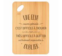 Planche à découper Une Elya aussi géniale - Plateau Apéro en Bambou Cadeau Gravé pour Femme Cuisine Barbecue