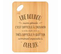 Planche à découper Une Nounou aussi géniale - Plateau Apéro en Bambou Cadeau Gravé Collègue Femme Remerciement Fin d'années Cuisine Barbecue