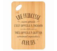 Planche à découper Une Princesse aussi géniale - Plateau Apéro en Bambou Cadeau Gravé pour FemmeCadeau Saint Valentin Amitié Cuisine Barbecue