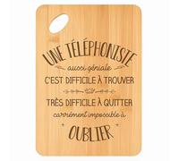 Planche à découper Une Téléphoniste aussi géniale - Plateau Apéro en Bambou Cadeau Gravé Collègue Femme Métier Cuisine Barbecue