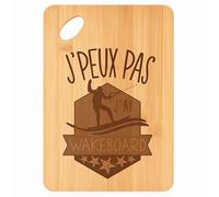 Planche à découper Wakeboard J'peux pas - Plateau Apéro en Bambou Cadeau Gravé pour Homme Femme Cuisine Barbecue