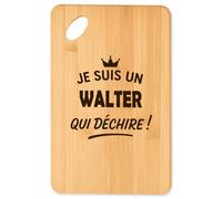 Planche à découper Walter qui dechire 2 - Plateau Apéro en Bambou Cadeau Original Cuisine Barbecue