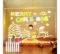 Planche à dessin à LED pour enfants, tableau lumineux avec stylo 7 couleurs et trépied, bloc-notes en acrylique pour l'école, la maison, le bureau, cadeau de Noël ou d'anniversaire (30 x 20 cm)