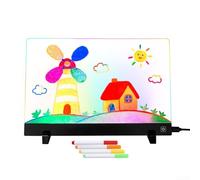 Planche à dessin LED avec modes de couleur pour un plaisir artistique, comprend 7 crayons de couleur et un kit de nettoyage, conçue pour les enfants et les adultes, fabriquée à partir d'acrylique et
