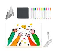 Planche à dessin LED - Bloc d'écriture en acrylique transparent - Ensemble de stylos colorés - Support pliable réglable - Kit de tableau effaçable à sec - Outil d'activité artistique créatif avec