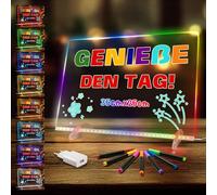 Planche à dessin LED lumineuse pour enfants avec 13 couleurs et 6 modes - 35 x 25 cm - En acrylique - Avec adaptateur pour tableau à peindre, mémo, publicité, veilleuse, décoration murale