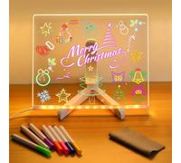Planche à dessin LED lumineuse pour enfants avec stylo de 7 couleurs et support réglable - Tableau mémo lumineux en acrylique avec lumière pour peindre, écrire et publier (A, 20 × 20 cm)