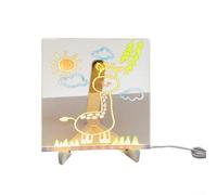 Planche à dessin LED pour enfants avec panneau acrylique transparent et 7 stylos de couleur, bloc-notes créatif effaçable pour lampe d'étude de nuit (20 x 20 cm)