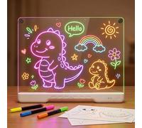 Planche à dessin LED pour enfants, bloc de dessin lumineux rechargeable de 40,6 cm, 7 modes de couleur, 3 effets dynamiques, luminosité réglable, tableau d'affichage effaçable à sec avec support