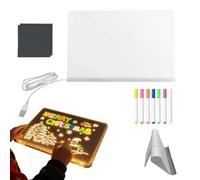 Planche à dessin LED pour enfants, rechargeable par USB, effaçable à sec avec support réglable, comprend 7 couleurs, planches à gribouiller lumineuses pour la nuit, l'école, les vacances, l'art, la