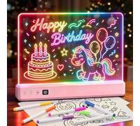 Planche à dessin LED rechargeable, 16 modes d'éclairage avec minuterie | 35x26cm,avec support pliable,Tableau de coloriage lumineux pour enfants, pour enfants/filles, 7 stylos et livre de modèles