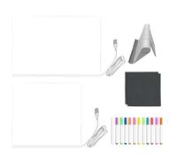 Planche à dessin LED - Tableau mémo lumineux en acrylique avec 12 stylos de couleur et support pliable | Tableaux d'écriture lumineux transparents, bloc-notes lumineux effaçable pour enfants et