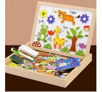 Planche à dessin magnétique multifonction en bois pour enfants,puzzle animal,écriture,tableau noir,apprentissage- B[B30828575]