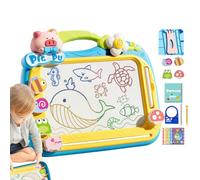 Planche à dessin magnétique pour tout-petits - Avec 4 tampons - Jouet d'apprentissage précoce - Format voyage - Avec 4 tampons - Multifonction