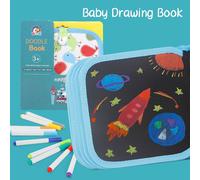 Planche À Dessin Portable Double Face Effaçable Pour Bébé, 1 Ensemble, Pour Bricolage, Livre De Dessin Effaçable, Peinture À La Craie À L'eau, Tableau Noir