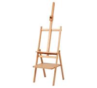 Planche à dessin portable en bois avec support pliable et tiroir - Kit de croquis et peinture à l'huile (couleur hêtre, chevalet + tabouret)