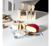 Cook Concept – Plateau à fromage KA1732, 3 ustensiles, support aimanté bois/INOX, Beige/Gris/Noir