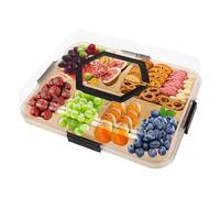 Planche à Fromage avec Compartiments, Plateau Apéritif en Bambou, Planches à Charcuterie, 35,6 x 27,9 cmPlateau de service en bois avec Couvercle, Board à Tapas et à Fromage, Tray Alimentaire