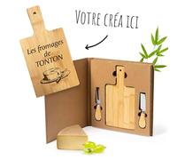 Planche a fromage BAMBOU 26x2.6x25 cm - Plateau fromage personnalisé avec Logo & Texte [ Plateau a fromage avec couteaux ]