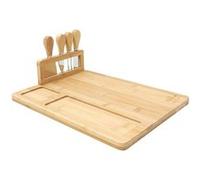 Planche à fromage en bambou 36x28cm avec son support de 4 couteaux inclus - - ALTOBUY Marron