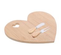 Planche à Fromage en Bois de Cœur avec Couteau et Fourchette pour | Finition Lisse avec Grain , Multi-usage pour Desserts et Snacks, pour Dîners Romantiques