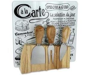 Planche à fromages avec support + 3 ustensiles aimantés NC, Blanc G