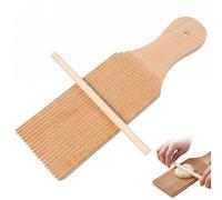 Planche à Gnocchi en Bois avec Bâton - Moule à Pâtes Artisanales pour Gnocchis, Maccheroni et Garganelli - Machine à Pâtes Manuelle Traditionnelle Italienne - 24 x 6,5 cm