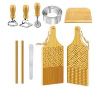 Planche À Gnocchis - Kit De Fabrication De Pâtes En Bois, Outil De Fabrication De Pâtes De Cuisine En Bois De Hêtre Rainuré, Accessoires Pour Boulettes | Grille À Grains De Table Moulée À La Main Vint