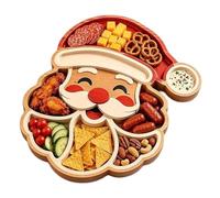 Planche à goûter en bois de Noël avec compartiments - 20 cm - Pour fête | Plusieurs compartiments pour garder les collations séparées et bien rangées. Pour biscuits, crampons