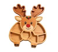 Planche à goûter en bois de Noël avec compartiments - 20 cm - Pour fête | Plusieurs compartiments pour garder les collations séparées et bien rangées. Pour biscuits, crampons