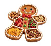 Planche à goûter en bois de Noël avec compartiments - 20 cm - Pour fête | Plusieurs compartiments pour garder les collations séparées et bien rangées. Pour biscuits, crampons
