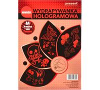 Planche à gratter holographique A4 en rouge intense - 10 feuilles et 2 stylets pour explorer des motifs créatifs Un plaisir parfait pour les petits artistes.