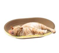 Planche à gratter pour chat - 2 en 1 lit à gratter pour chat et carton, bloc de papier ondulé sans miettes, jouet de grattage pour chat rond/ovale résistant à l'usure pour le repos, le sommeil et le