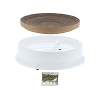 Planche à gratter pour chat et lit de salon - Design incurvé pour le corps du chat - Papier granulé remplaçable - Coque composite en polypropylène robuste - Résistant à l'humidité (blanc)