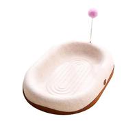 Planche à Griffer pour Chat Plateau Ovale Griffoir Tapis pour Chat Jouet Interactif avec Balle Lit en Feutre Lavage Facile Convient à l'Entraînement, avec Boule à Ressort