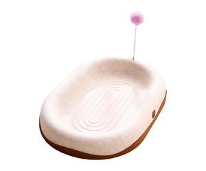 Planche à Griffer pour Chat Plateau Ovale Griffoir Tapis pour Chat Jouet Interactif avec Balle Lit en Feutre Lavage Facile Convient à l'Entraînement, avec Boule à Ressort