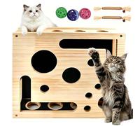Planche à langer pour chat - 30 x 25 cm - En bois - Jouet interactif pour chat - Avec 3 balles - Jouet d'auto-occupation - Jouet intelligent pour chat