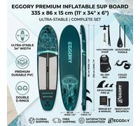 Planche à pagaie gonflable extra large EGGORY 11FT 34 " motif méduse, ultra-stable, ISUP, sac étanche 10L, planche SUP adulte Blue and White Totem