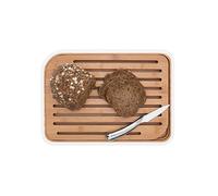Pebbly - Grande Planche à Pain Blanche en Bambou Naturel - 36 x 26 cm - Avec Grille Amovible - Matériau Naturel et Résistant