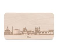 Planche à petit-déjeuner Rome avec gravure Skyline - Planche à pain & cadeau pour les amoureux de la ville et les fans de Rome - Idéal également comme souvenir