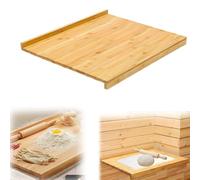 Planche à pétrir double face en bambou 50 x 41 cm, idéale pour pétrir la pâte, couper, cuire, plan de travail de cuisine - Tapis de cuisson polyvalent avec bouchon de bord