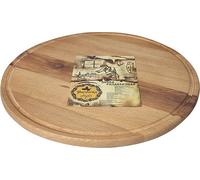 Planche à pizza en bois - ø 27 x 1,5 cm - Planche à pizza ronde - Planche à servir - Planche à tapas - Planche à servir ronde - Accessoires pour BBQ - Braun