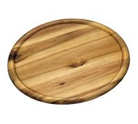 Kesper Lot de 6 assiettes à pizza en acacia Ø 32 x 2 cm, gouttière à jus, certifié FSC