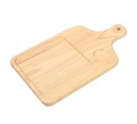 Planche à pizza en bois de caoutchouc avec rainures | Plateau de service rectangulaire pour la cuisson au fromage/pain | Outil de cuisine antidérapant avec poignée et trou d'accrochage