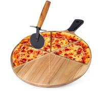 Planche à pizza ronde en bois avec couteau 30 cm 2 pièces.